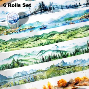 6 Rolls Forest Washi Tape Greenery Washi Tape 6 Designs Assorted Nature Green Tree Masking Decorative Tape for Scrapbook Journal DIY Art Craft Gift Wrapping Supplies - Tools & Hardware.
