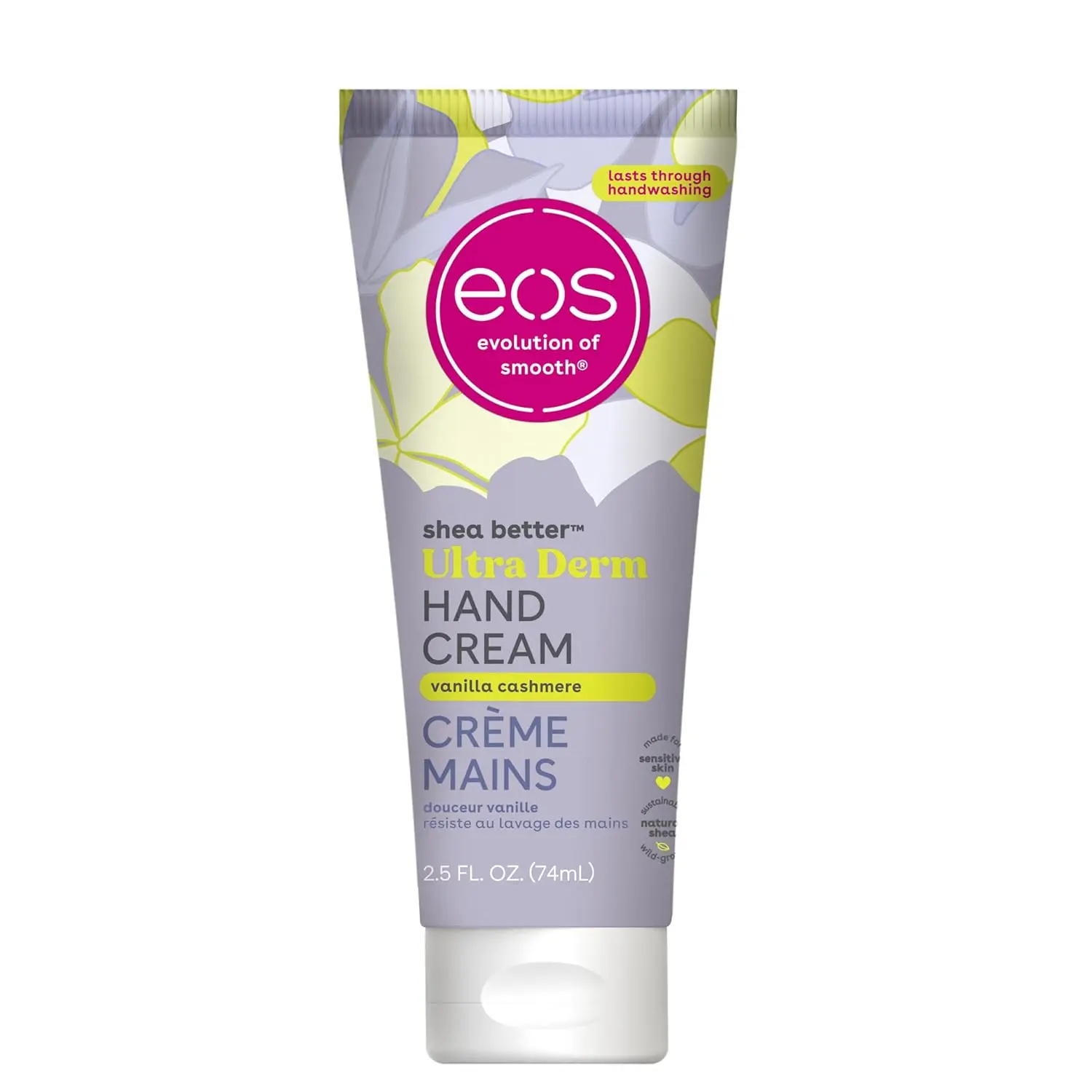 eos Shea Better Hand Cream with Shea Butter & Oil for Dry Hands, 24-Hour Hydrating Moisture, Calming & Cozy Vanilla Scent, 2.5 oz, Lightweight, Caramel, Moisturizer