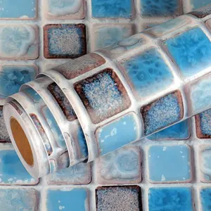 Waterproof wallpaper for bathroom shower wall decorative contact paper self adhesive for furniture stickers kitchen backsplash tiles peel and stick counter removable blue mosaic 158x788