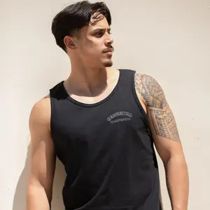 Gunthers Co Stylish Casual Sleeveless Graphic Menswear Fleetline Tank Top - Black