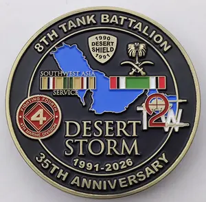 Desert Storm 35th Anniversary Coin USMC TOW Co Miami Marines 1991 2026 Commemorative Military History Challenge Coin