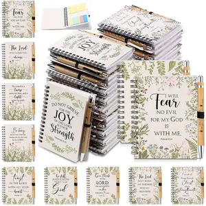 60 Sets Christian Notebooks  Bulk Mother's Day Religious  Inspirational  Prayer Notepad with Sticky Note Pen Gifts for Office Staff Coworkers Church Study (White)