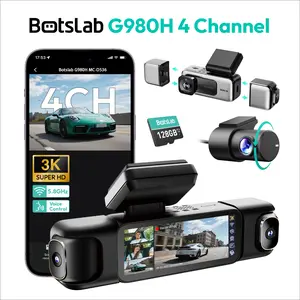 Live 4 Channel 3K Dash Cam,Front and Rear Left Right Inside, Car Camera with 3.18”Touch Screen, Sentry Mode Dash Camera 24/7 Parking Mode, Built-in GPS 5.8G WiFi Night Vision Voice Control, Free 128GB Card