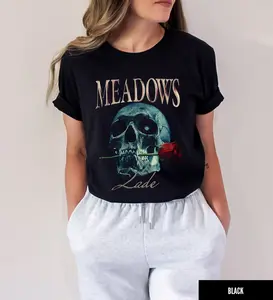Zade Meadows Shirt Haunting Adeline Merch Bookish Merch Hunting Adeline Booktok Shirt Dark Romance Gift Bookish Shirt Women's Black Cotton Top with Skull & Rose Design Summer Sleeve Women'swear Tops