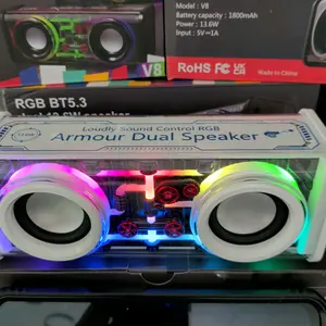 V8 RGB Bluetooth 5.3 Dual Speaker, 13.6W High-Power Sound Quality / Medidas # 7x3x3 /