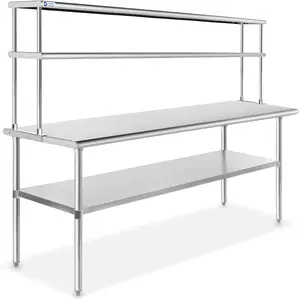 GRIDMANN NSF Stainless Steel Freestanding Commercial Kitchen Prep & Work Table with 2-Tier Shelf - 72 in. x 12 in., Adjustable, Above 25 kg