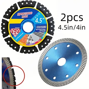 2pc 4.5-in/4-in diamond saw blades - multifunctional stone, concrete, tile cutting, dry and wet dual-use diamond saw blades, dedicated to professional DIY projects, high-efficiency cutting design, wear-resistant materials, durable, stone processing tools