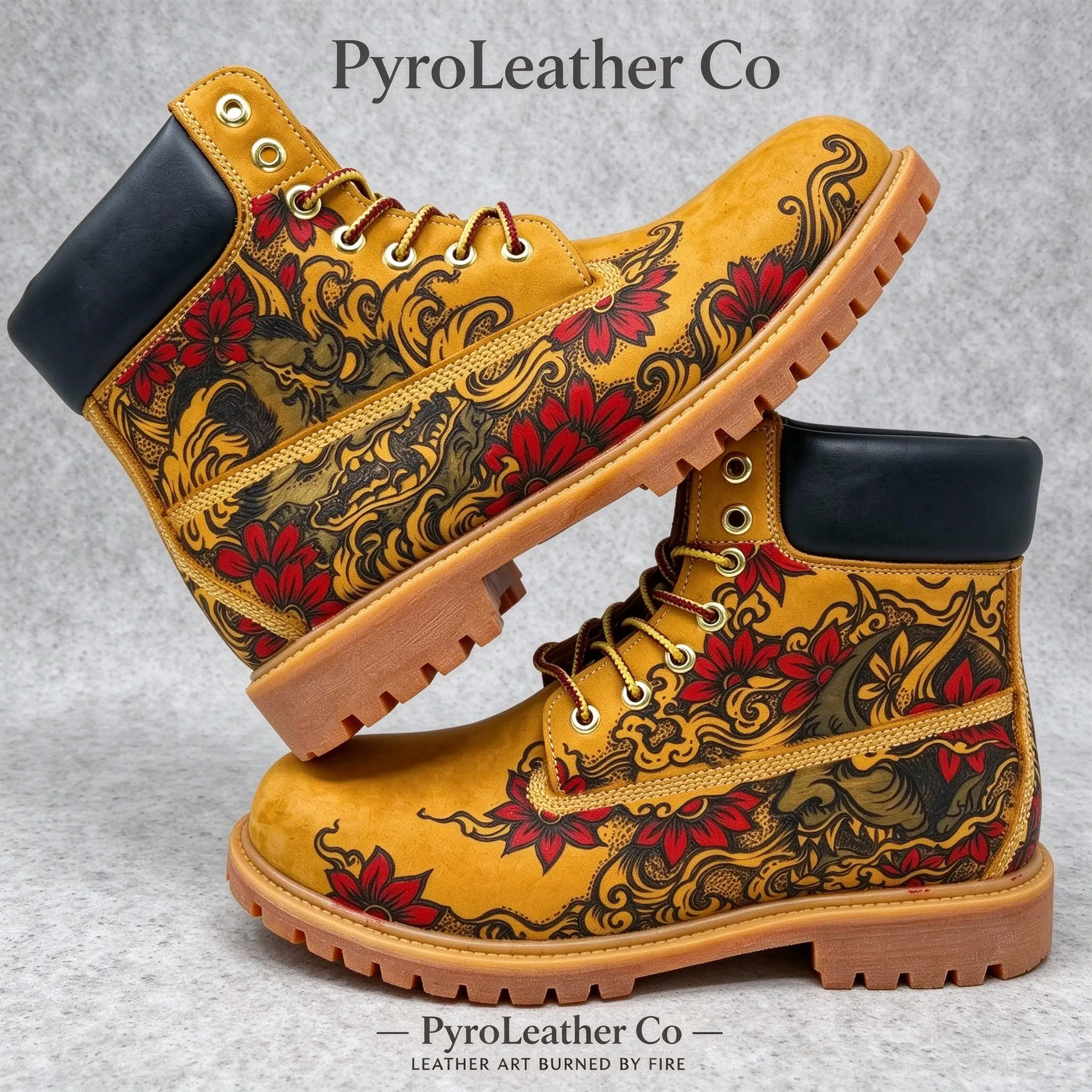 Men’s thick rubber sole, waterproof Work boot with leather upper, patterns hand-engraved and won’t fade, customizable. Durable hiking/mountaineering boots for outdoor activities; street motorcycle boots; Western cowboy style; fashionable trend style Men