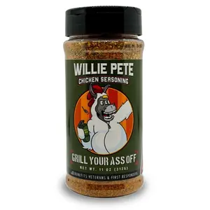Grill Your Ass Off Willie Pete Chicken Seasoning - 11oz Southern Garlic Pepper Blend for Poultry & Pork - Bold Savory Flavor