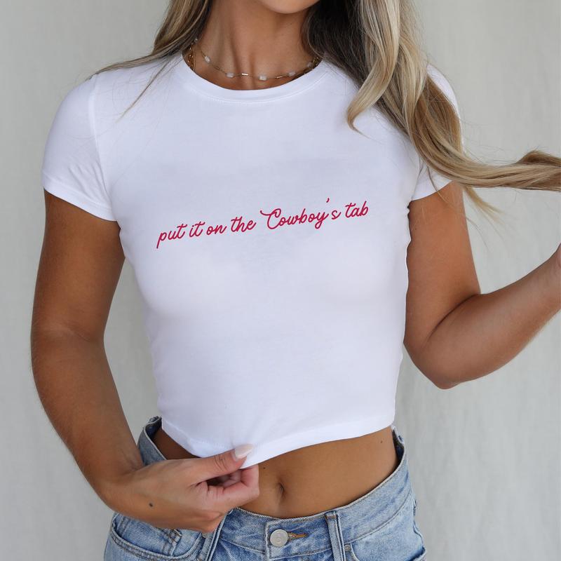 [Sale Up To 50%] Put It On The Cowboy Tab Baby Tee Western Concert Outfit Rodeo Tee Shirt Festival Bach Party Girls Weekend Sassy Gifts T-shirts