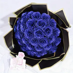 Black Plastic 24/36 Pcs Glitter Roses Bouquet - Valentine's Day Gift, Mothers Day Gift, Anniversary, Engagement, Wedding Festival & Home Decor