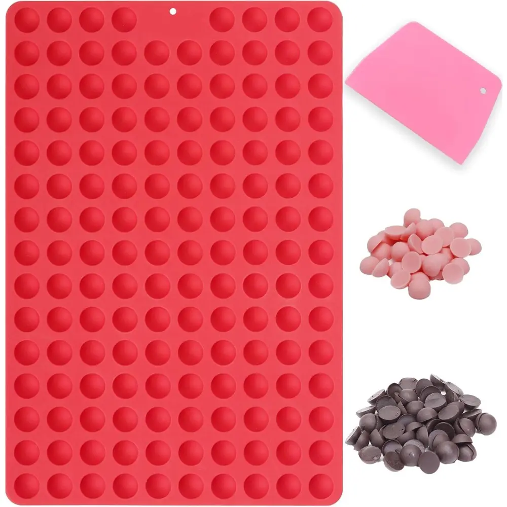148-Cavity Mini Semi Round Silicone Mold, Oven-Safe Baking & Freezing Tool with Scraper for Chocolate, Dog Treats, Desserts (Kitchenware Bakeware Baking Tin), Mini Semi Round Mold