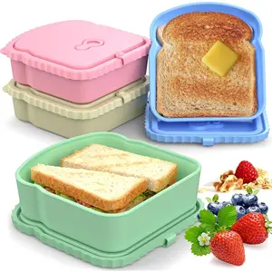 4 Pack Sandwich Containers,  Snack Containers & Sandwich Box for Breakfast, Leak-Proof Lunch Containers Sandwich Bags for Picnic, Office, Travel
