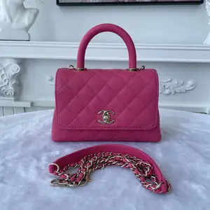 Pre-owned CHANEL leather Crossbody Bags BJ11021L050258 Coco Handle Mini Rose Pink Gold Hardware