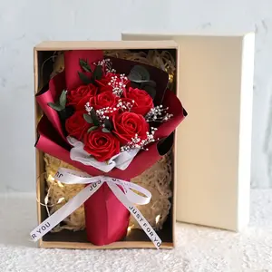 Eternal Rose Soap Flower Bouquet Gift Box, Dried Flowers, Perfect for Valentine's Day, Girlfriend, Best Friend, Birthday Gifts, Deluxe Gift Box, Party Gift