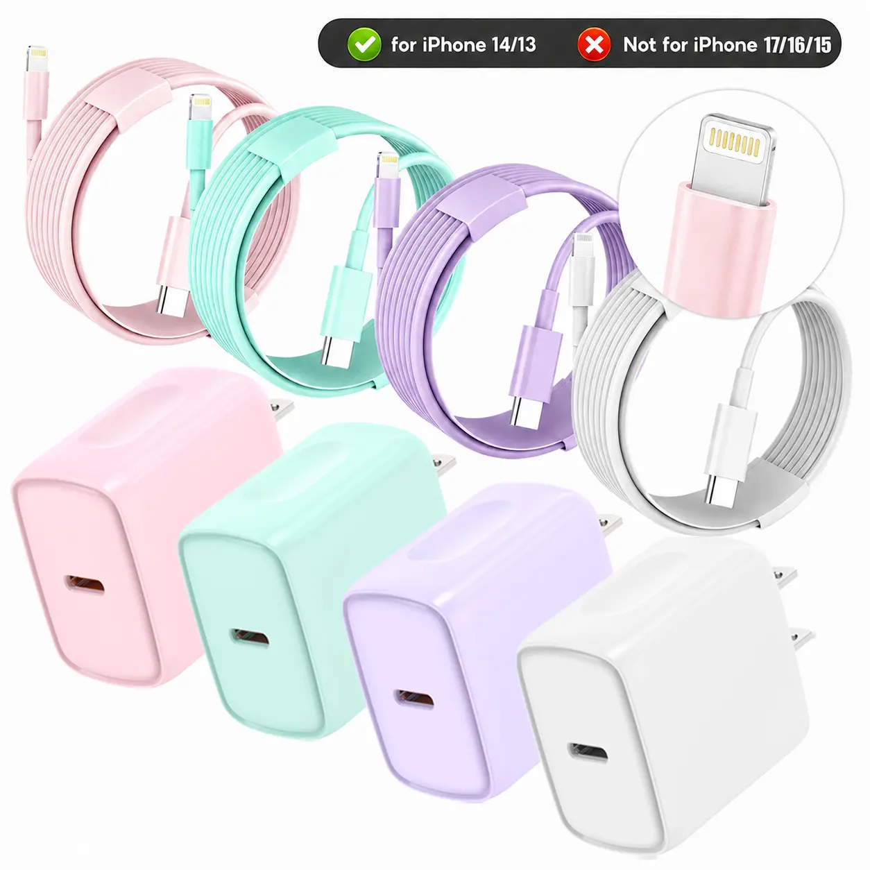 IPhone 14 Fast Charger, PD20W USB-C Power Delivery Charger [MFi Certified], includes 10ft Regular IPhone charger cables, Quick Charge Adapter, Compatible with iPhone 14/13/12/11/XS/XR/SE Wall Charger kit Cellphone Electronic, Smartphone, Devices