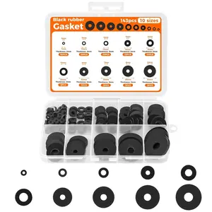 143 count Flat Rubber Washers Assortment Kit, 10 Sizes 7/10/12/16/18/20/22/25/28/30mm Rubber Gasket, Suitable for Screws, Hoses, Tap Fittings, Pipes, Shower Hoses, Garden
