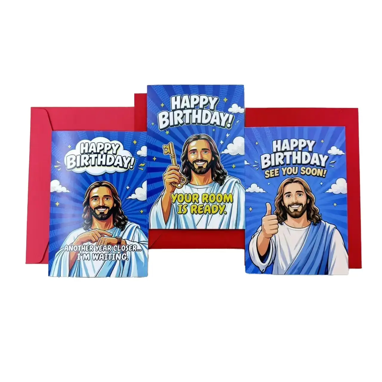 Printed Rude Gag Birthday Greeting Card Set - 3 Styles with Humor & Funny Vibes, Office Stationery Supplies for Friends & Coworkers