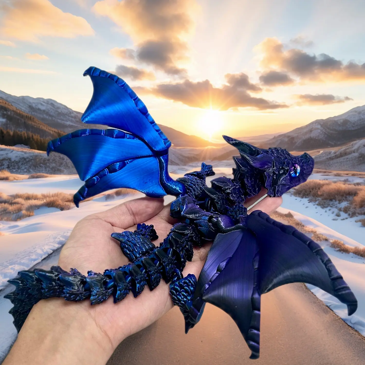 39.5cm/11.55in Vibrant 3D Printed Dragon Sculpture, Articulated Dragons, Action Figure, Action Figurine, Dragons Figurines, Articulating Figures, Moveable Joints, Home Decor, Perfect Gift for Dragon Enthusiasts, Collectible Decoration Project
