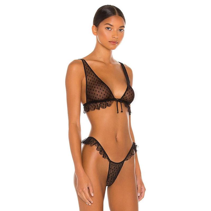 Only Hearts Side Ruffle Bralette in Black