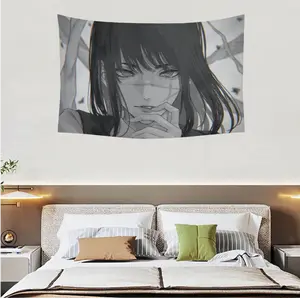 1 anime girl tapestry, soft and comfortable design polyester wall decoration, light and easy to install, the best wall decoration in spring living room - the ideal gift for friends. Size can be selected to add bright color to spring