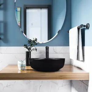 Black Round Ceramic Vessel Sink HW1123