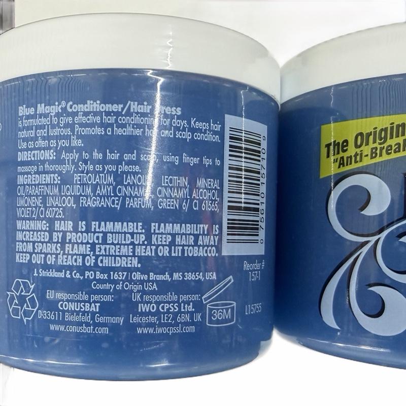 Blue Magic Conditioner Hair Dress Pack of 2 Each 12oz Anti Breakage Formula Long Lasting Moisture Resistant Suitable for Various Hair Types Made in USA.