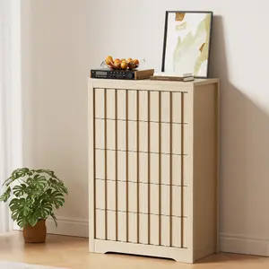 Modern Handleless 5-Drawer Fluted Dresser – Tall Wooden Chest in Natural Oak Color for Bedroom, Living Room or Hallway Storage