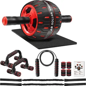 Ultra Ab Roller Wheel Kit – Large Ab Roller with Resistance Bands, Push-Up Bar, Jump Rope & More – Complete Home & Gym Workout Equipment