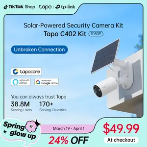 TP-Link & Tapo C402 Kit Solar-Powered Outdoor Security Camera,180-Day Battery OR Forever Solar!  | 1080P Color Night Vision | Free Person Detection | No Hub Needed | Alexa & Google Compatible