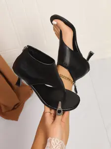 Women's Summer Open Toe Sandals, Fashion Sexy Back Zipper Pointed Toe Thin Heel High Heels, Versatile and Stylish
