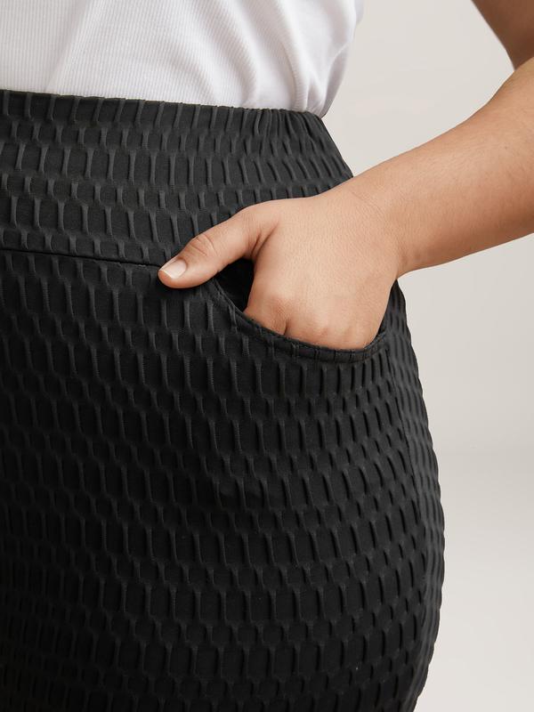 BLOOMCHIC Textured Wide waist Super Stretch Leggings Fit Pocket Casual Women Bottom thick thigh pants work outfits women baggy pants wide leg sweatpants