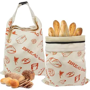 Reusable Beeswax Bread Bags for Homemade Bread, 2 Pack XL 17x13 Inch – Natural Cotton Sourdough Bags-Only One Bag Had Zipper