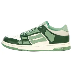 Amiri Skel-Top Low Leather Sneakers with Iconic Bone Patch for Men in Green and White Trending Shoes, House White Official Shoes to Get / Maison Mihara