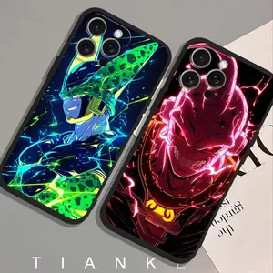 Official Dragon Ball Cell with Green Armor And Yellow Highlights, Perfect for Apple for iphone 17, 16, 15,14,13,12,11 Air Max Pro , Shockproof Black TPU Soft Case with Straight Edges, Ideal Gift