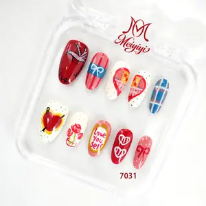 .DP.7031.Valentine's Day Hand-Painted Heart Wearable Nails
