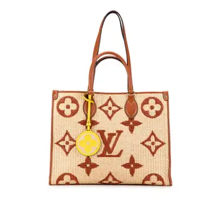 Pre-owned Louis Vuitton Straw Shoulder Bags OnTheGo MM Monogram Raffia 2way bag