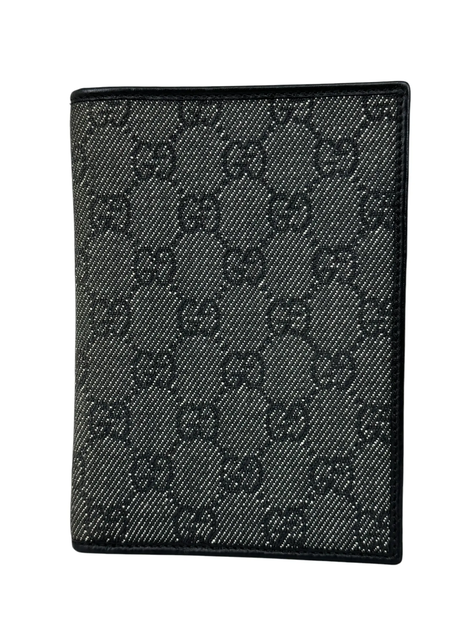 Pre-owned GUCCI Canvas Small Leather Goods Black Monogram Passport Travel Wallet