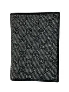 Pre-owned GUCCI Canvas Small Leather Goods Black Monogram Passport Travel Wallet
