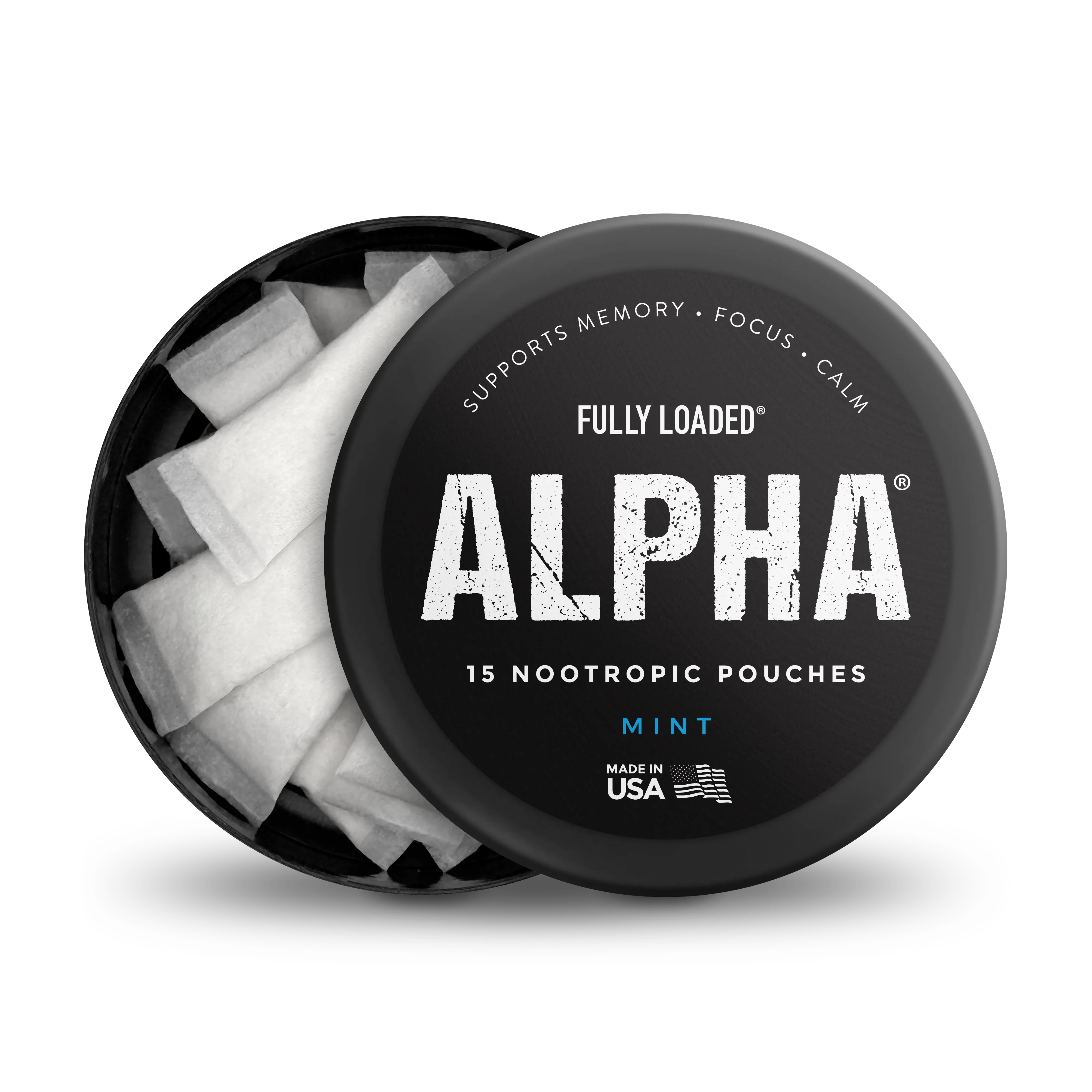 ALPHA Mint Nootropic Pouches by Fully Loaded - Calm, Focus, Memory - Sugar Free health fitness