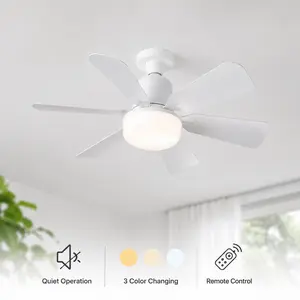 Socket Fan Light with Remote Control, 6-Blade Ceiling Fan Light, 3 Color Temperatures, Quiet Operation, Easy Installation for Bedroom Living Room Kitchen