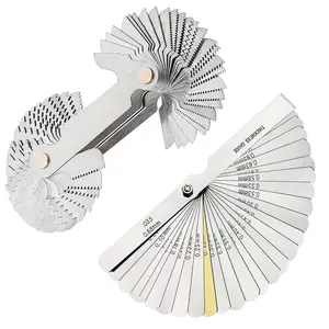 32 Blades Feeler Gauges SAE/Metric Feeler Gauge 58 pcs Gauge Metric & & US Screw Gauge SAE Pitch Gauge for Machining Assembly Quality Inspection