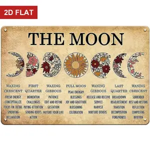 Moon Decor Witchy Wall Decor Ouija Boards Metal sign, Vintage Metal Sign, Halloween Witch Decor Celestial Moon Phase Wall Decor Witchcraft Supplies, New Year Witchy Gift for Families, Friend 8x12 inch