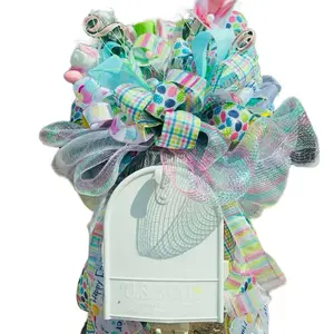 Easter Mailbox toppers, Wreaths, and More - Assorted Fabric Bows with Colorful Designs for Easter Decor Gifts Ornaments Decoration