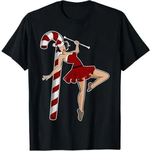 Baton Twirler Christmas Majorette Pin-up Twirler Dance Girl T-Shirt