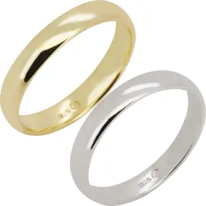 925 Sterling Silver 14k Gold Vermeil 3.5mm Wedding Band Ring