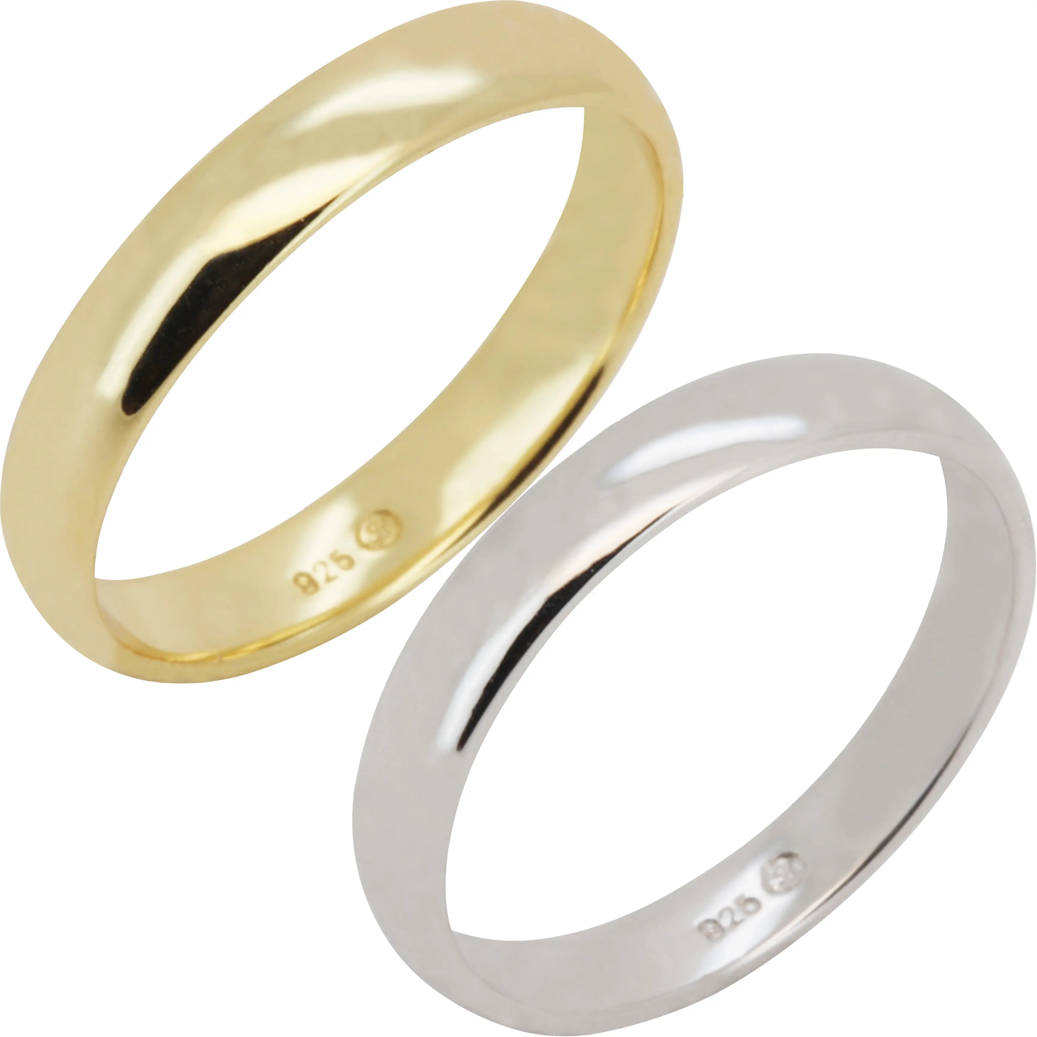 925 Sterling Silver 14k Gold Vermeil 3.5mm Wedding Band Ring