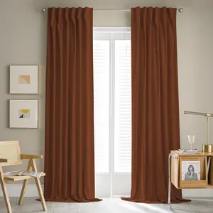 Rust/Burnt Orange Velvet Curtains 84 Inches Long -Home Backdrop Blackout for Home Theatre/Living Room, Curtains Luxury Window Drapes, 2 Panels, W52 x L84