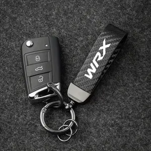 Premium Imitation Leather Keychain Strap for Subaru BRZ XV Legacy Forester Outback WRX WRC STI Carbon Fiber Carabiner Key Holder