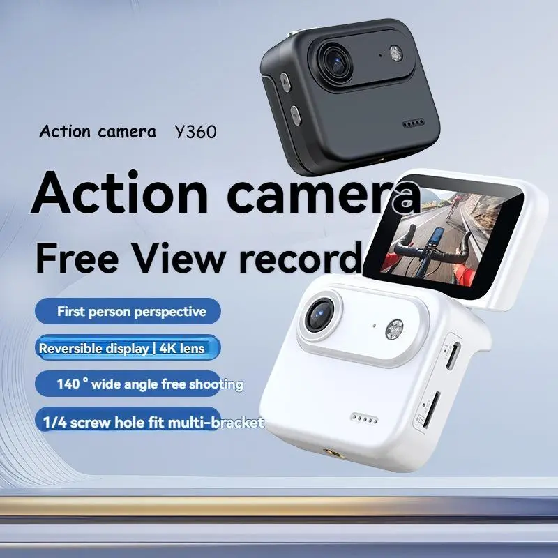 32GB Action Camera 1080P 360° with Flip Screen,Multi-Functional Vlogging Video Camera, Wide-Angle Lens, Ideal for Cycling & Skydiving